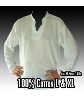 blanc taille chemise en coton Thai L
