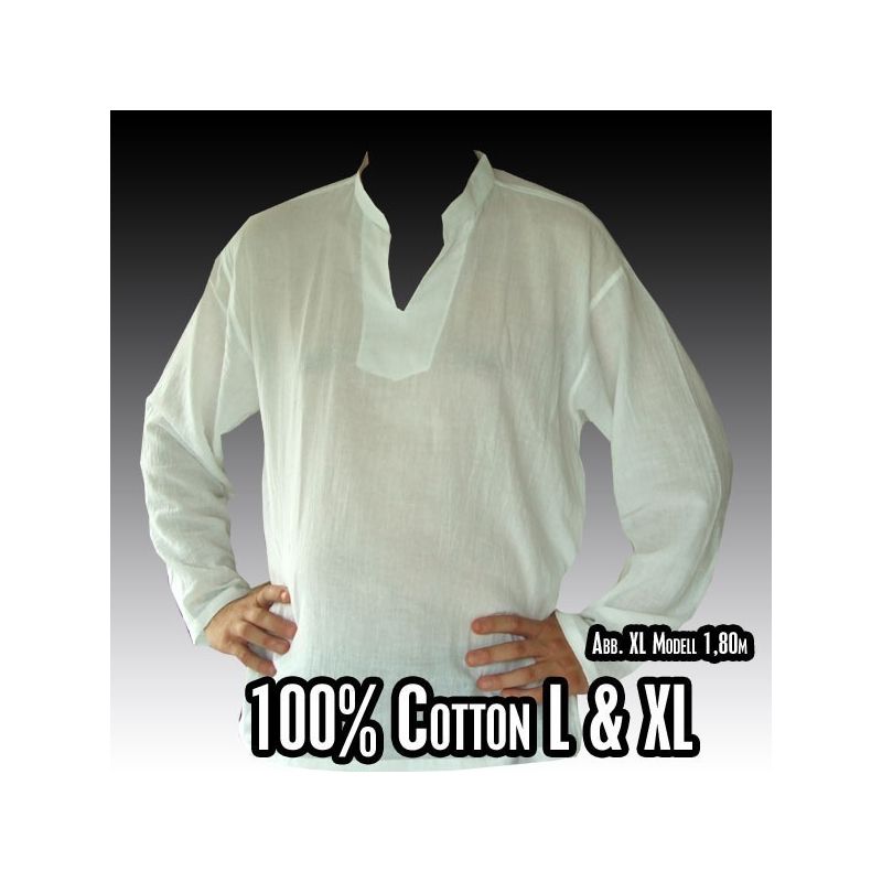 Chemise thaïlandaise en coton blanc taille L