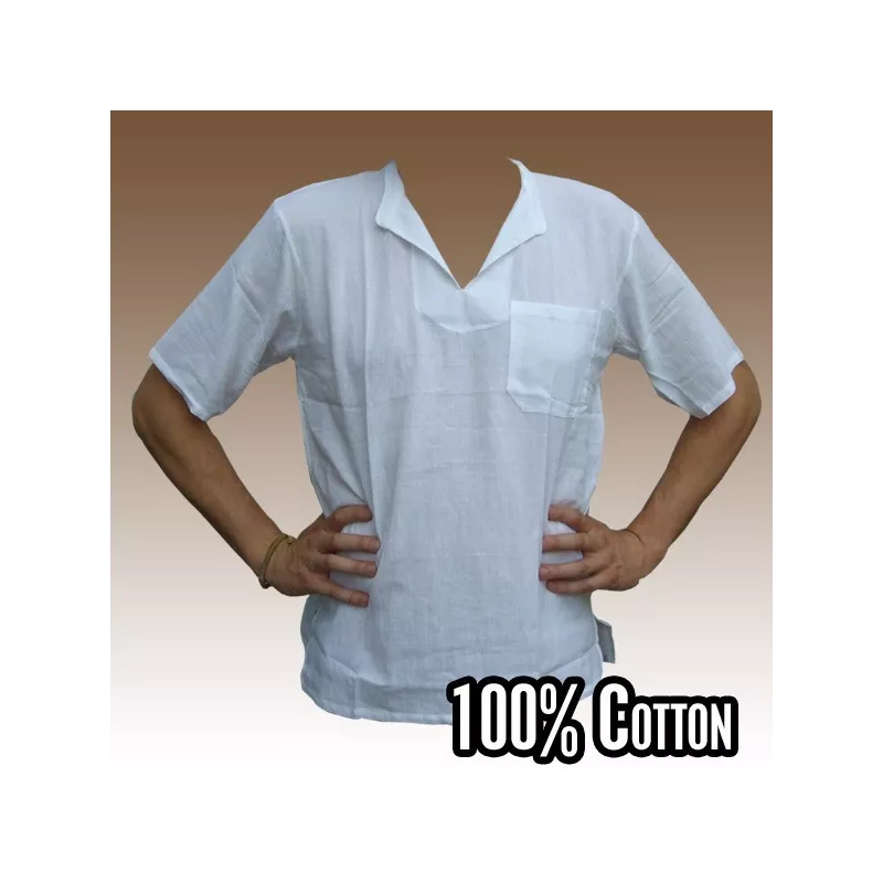 Razia Fashion - light Thai cotton shirt white size L