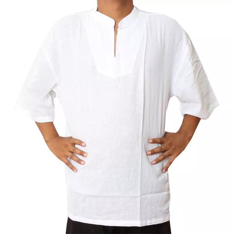 Razia Fashion - chemise légère en coton thaïlandais blanc à manches courtes taille XXXL