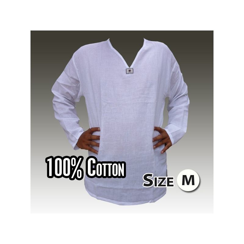 camisa de algodón tailandés blanco tamaño M