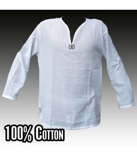 Thai Freizeithemd aus Baumwolle weiß Größe L