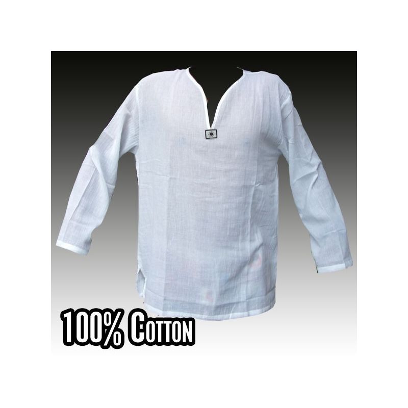 Camisa casual tailandesa de algodón blanco talla L