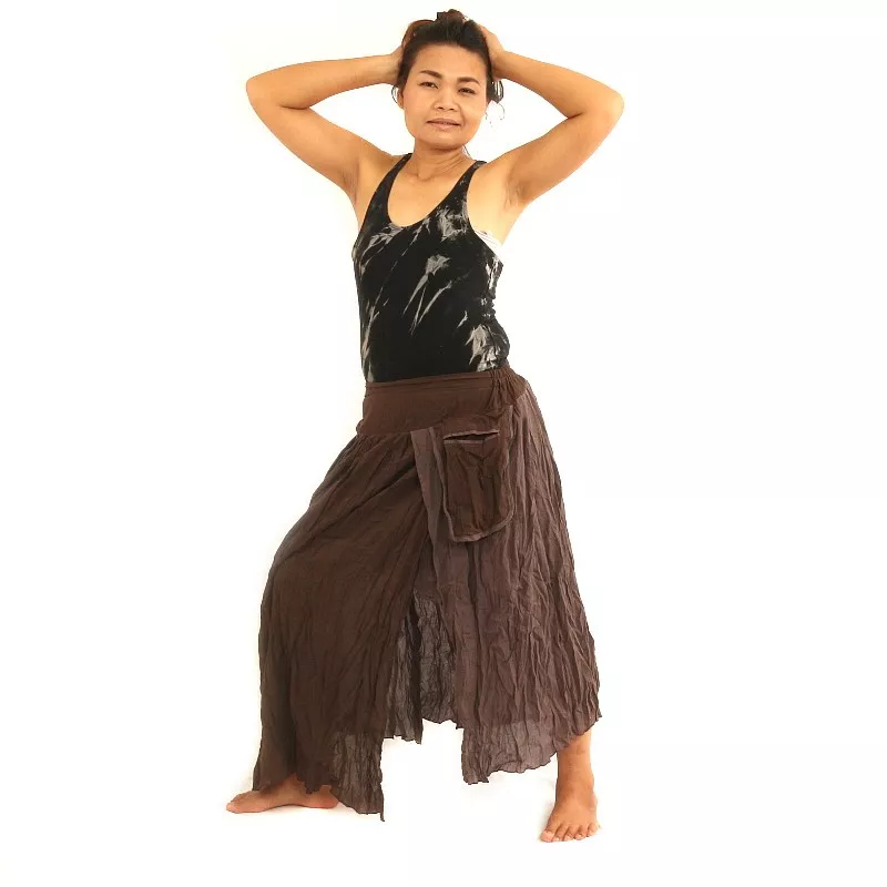 Crinkle look skirt - double layer with side pockets