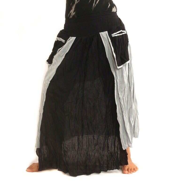 Falda de diseño de las arrugas - dos capas con bolsillos laterales
