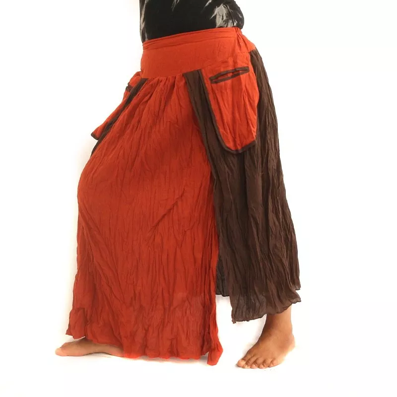 Crinkle look skirt - double layer with side pockets