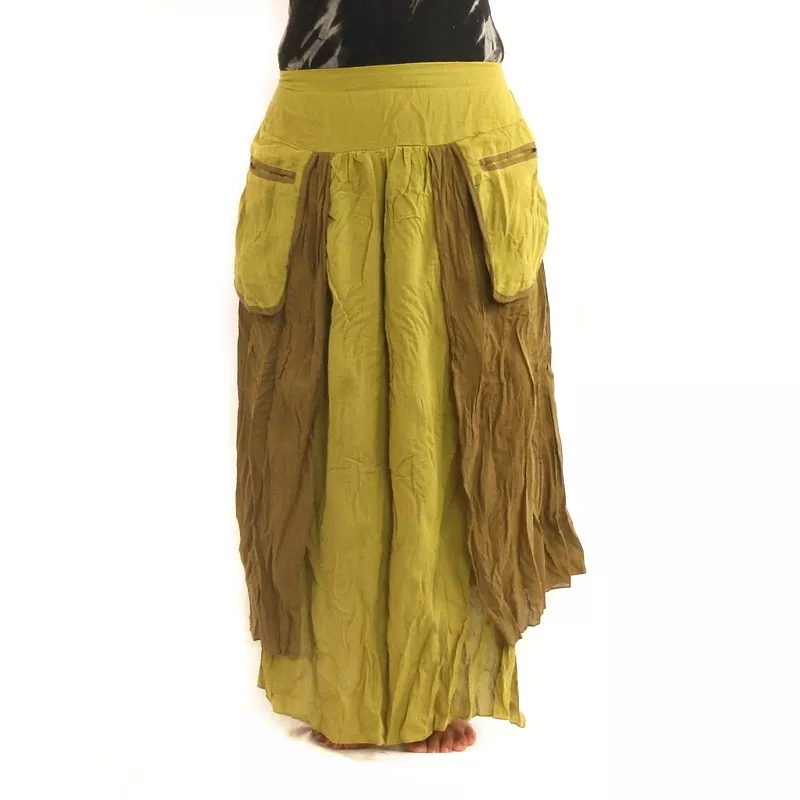 Crinkle look skirt - double layer with side pockets