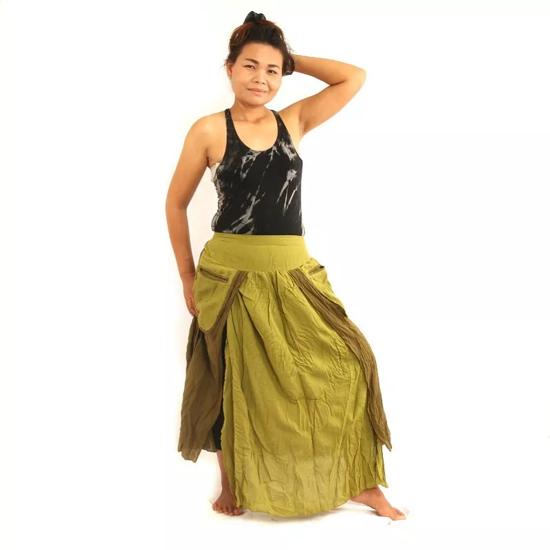 Crinkle look skirt - double layer with side pockets