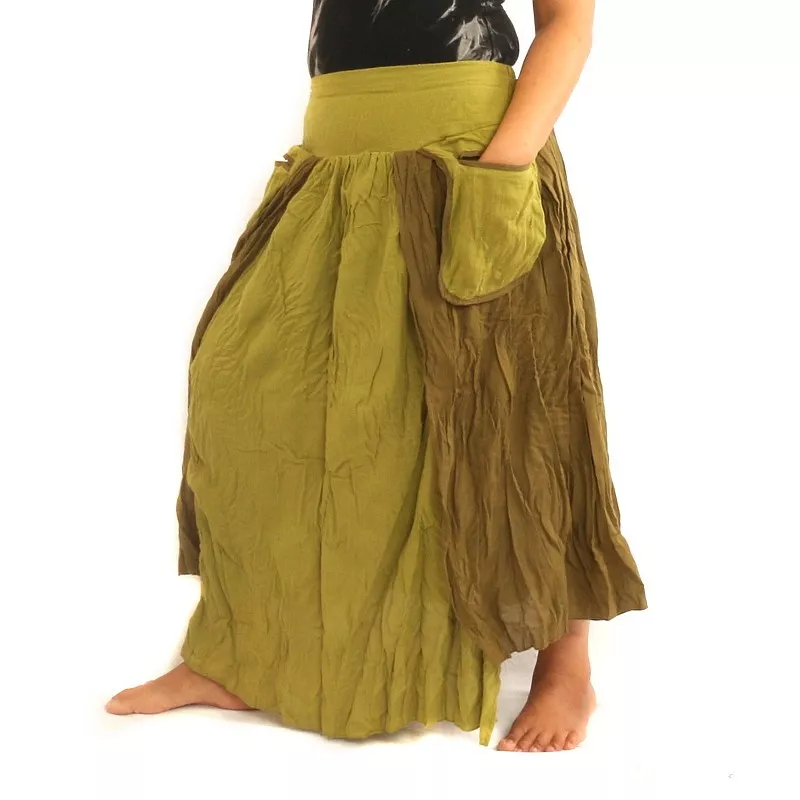 Crinkle look skirt - double layer with side pockets