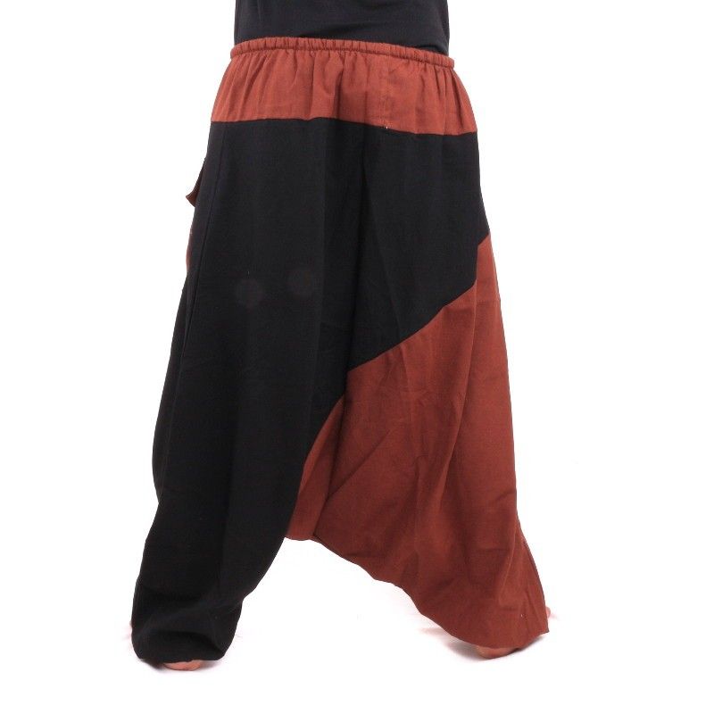 Pantalones Aladdin bicolor algodón rojo marrón