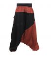 pantalon de harem bicolore rouge-brun coton