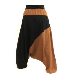 harem pants two-tone khaki black cotton