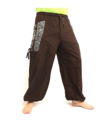 Thai Hippie Hose zum Zubinden Ethno Applikation aus schwerer Baumwolle