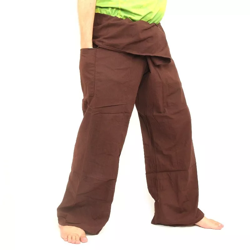 Pantalon de pêcheur - marron- Pantalon de pêcheur thaïlandais en coton extra long