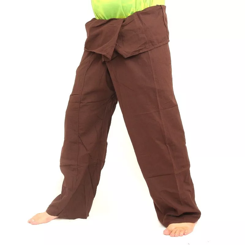 Pantalon de pêcheur - marron- Pantalon de pêcheur thaïlandais en coton extra long