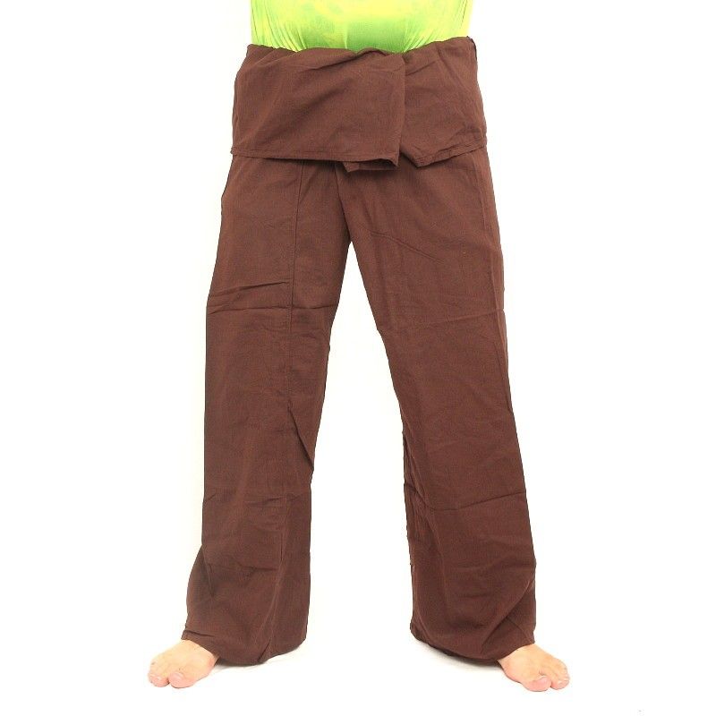 Pantalon de pêcheur - marron- Pantalon de pêcheur thaïlandais en coton extra long