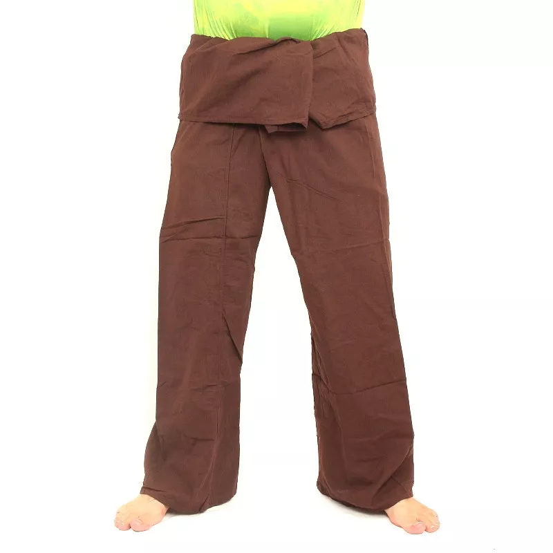 Pantalon de pêcheur - marron- Pantalon de pêcheur thaïlandais en coton extra long