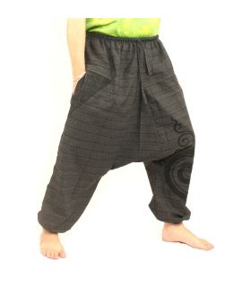 Pantalones de harén estampados en algodón negro