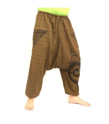 Harem pants printed brown cotton