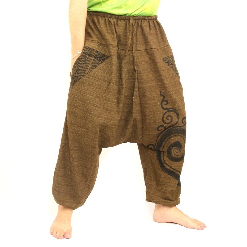 Harem pants printed brown cotton DTA-B7