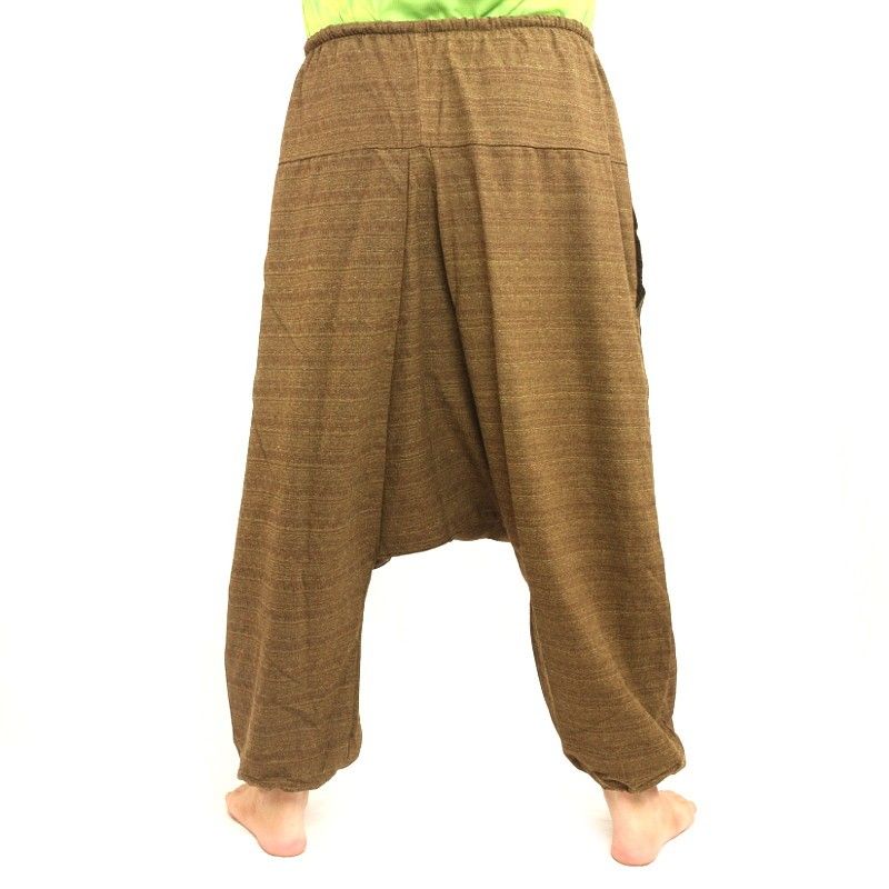 pantalones de harén de algodón marrón impresos