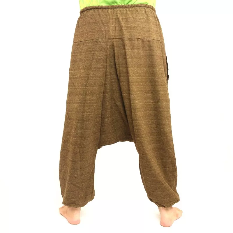 Sarouel en coton brun imprimé