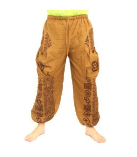 Pantalon hippie thaïlandais à nouer motif Tibet