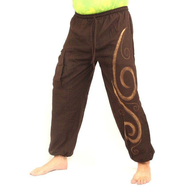 Chillerhose Schnörkelmuster braun