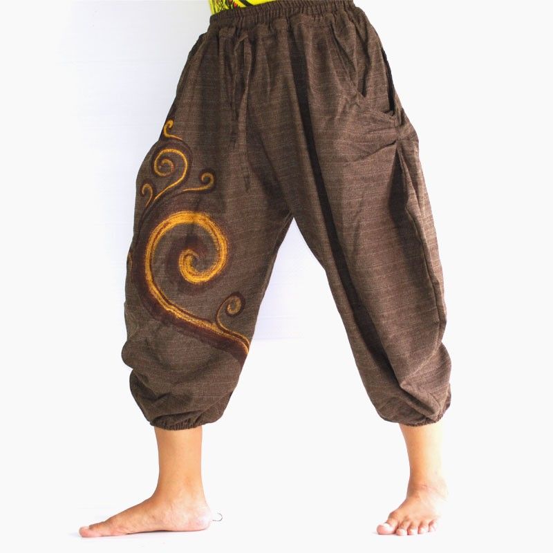 3/5 Saruel pants with large side pockets made of heavy cotton KMI1
