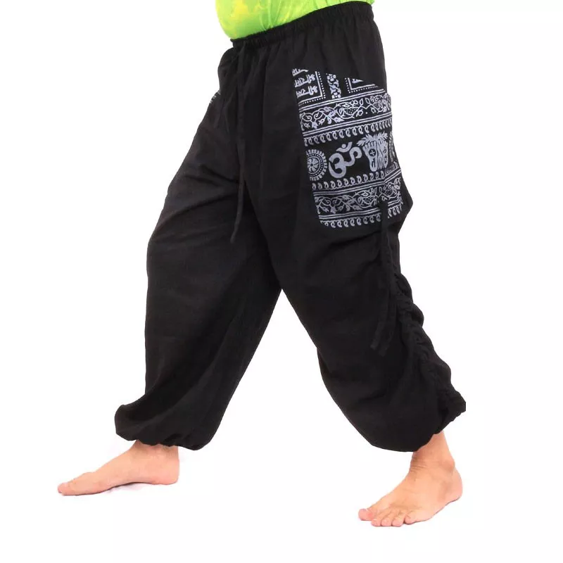 Pantalons hippie thaïlandais pour la ligature Application ethno du coton lourd