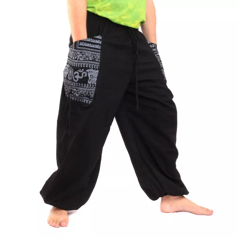 Pantalons hippie thaïlandais pour la ligature Application ethno du coton lourd