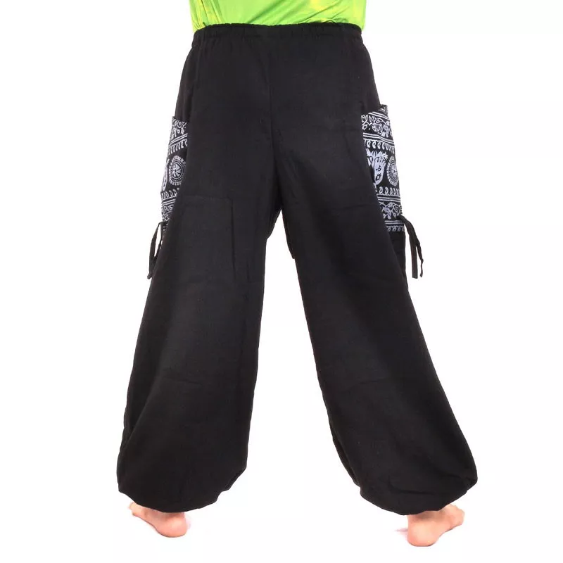 Pantalons hippie thaïlandais pour la ligature Application ethno du coton lourd