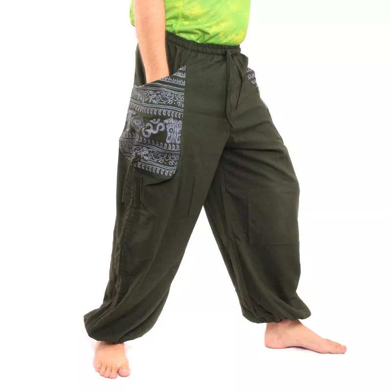 Thai Hippie Hose zum Zubinden Ethno Applikation aus schwerer Baumwolle