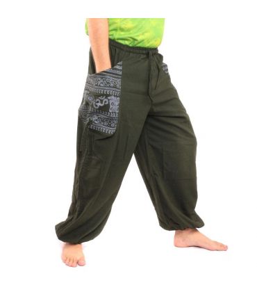 Thai Hippie Hose zum Zubinden Ethno Applikation aus schwerer Baumwolle