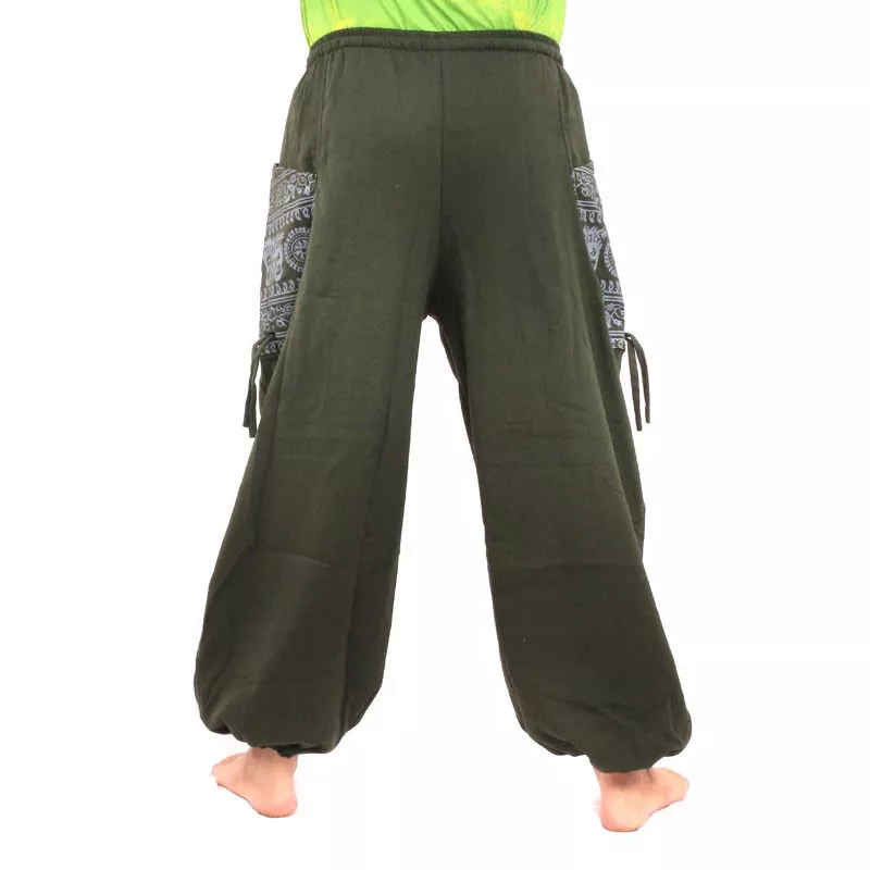Thai Hippie Hose zum Zubinden Ethno Applikation aus schwerer Baumwolle