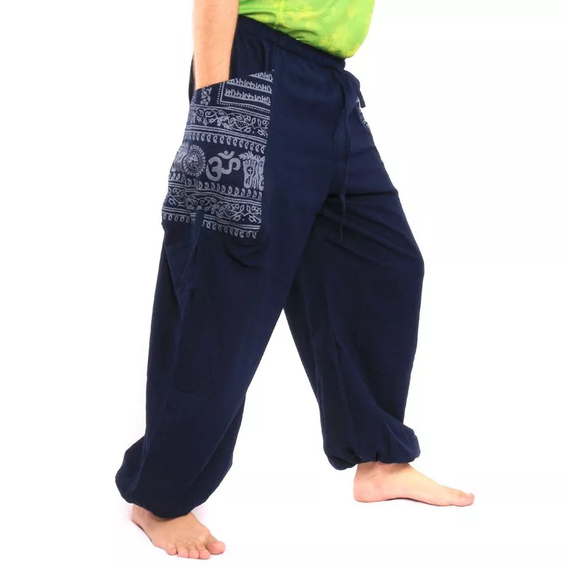 Pantalons hippie thaïlandais pour la ligature Application ethno du coton lourd