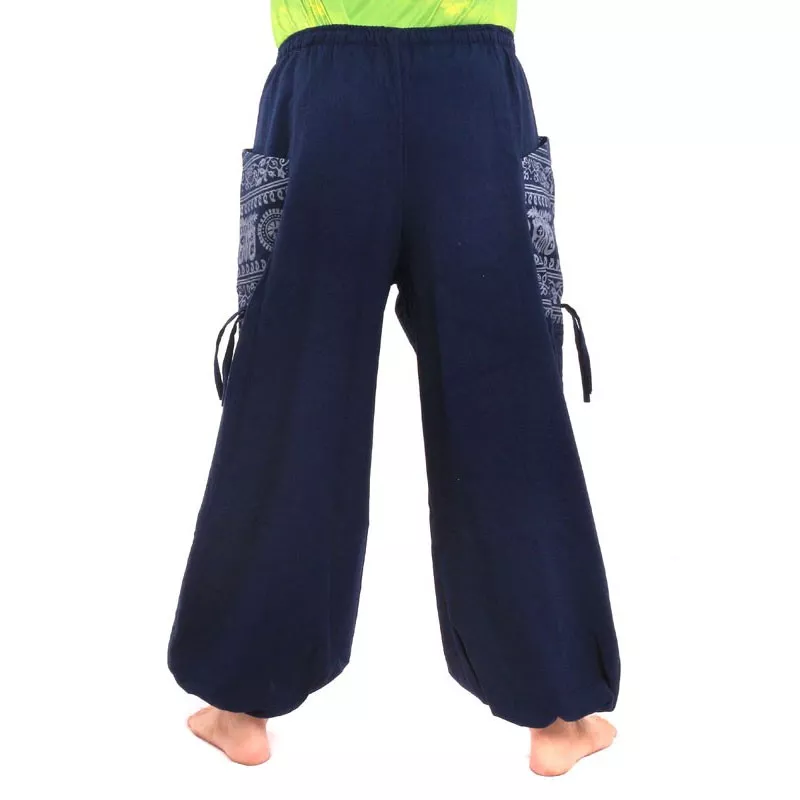 Pantalons hippie thaïlandais pour la ligature Application ethno du coton lourd