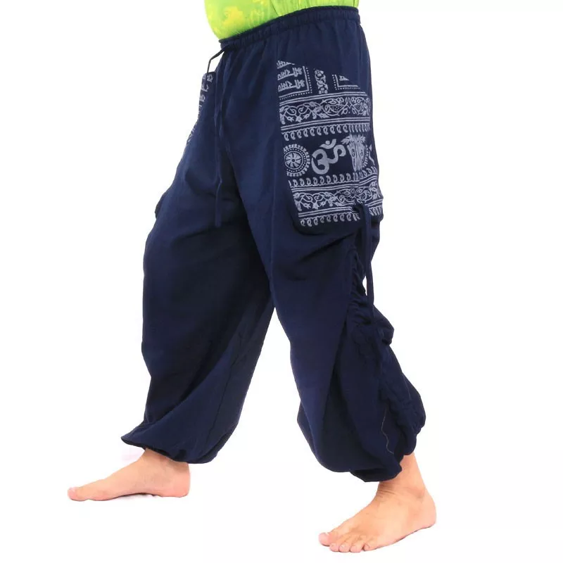 Pantalons hippie thaïlandais pour la ligature Application ethno du coton lourd
