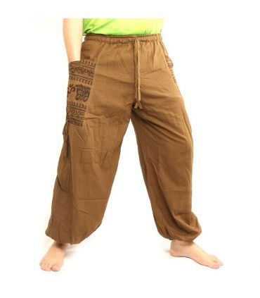 Pantalons hippie thaïlandais pour la ligature Application ethno du coton lourd