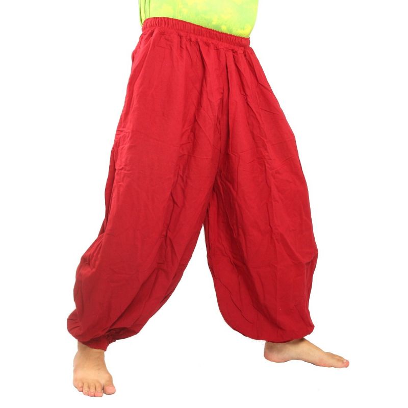 Pantalones de harén de algodón rojo