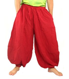 Pantalones de harén de algodón rojo