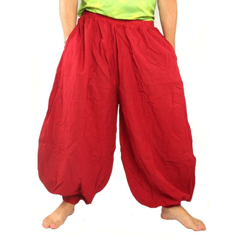 Pantalones de harén de algodón rojo