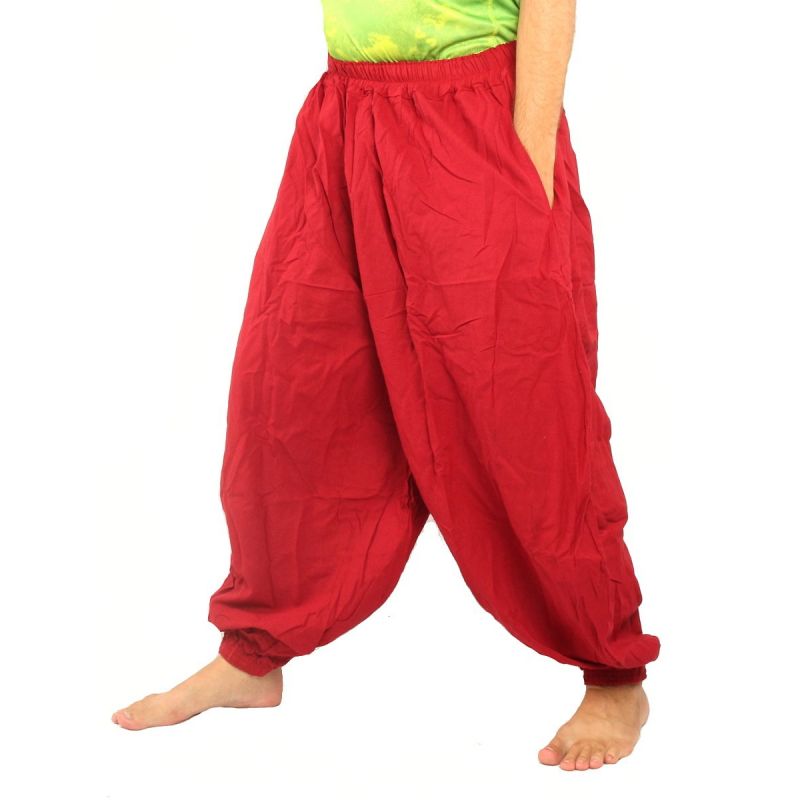 Pantalones de harén de algodón rojo