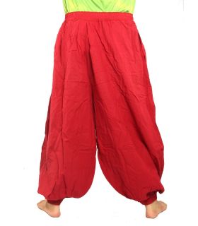 Pantalones de harén de algodón rojo