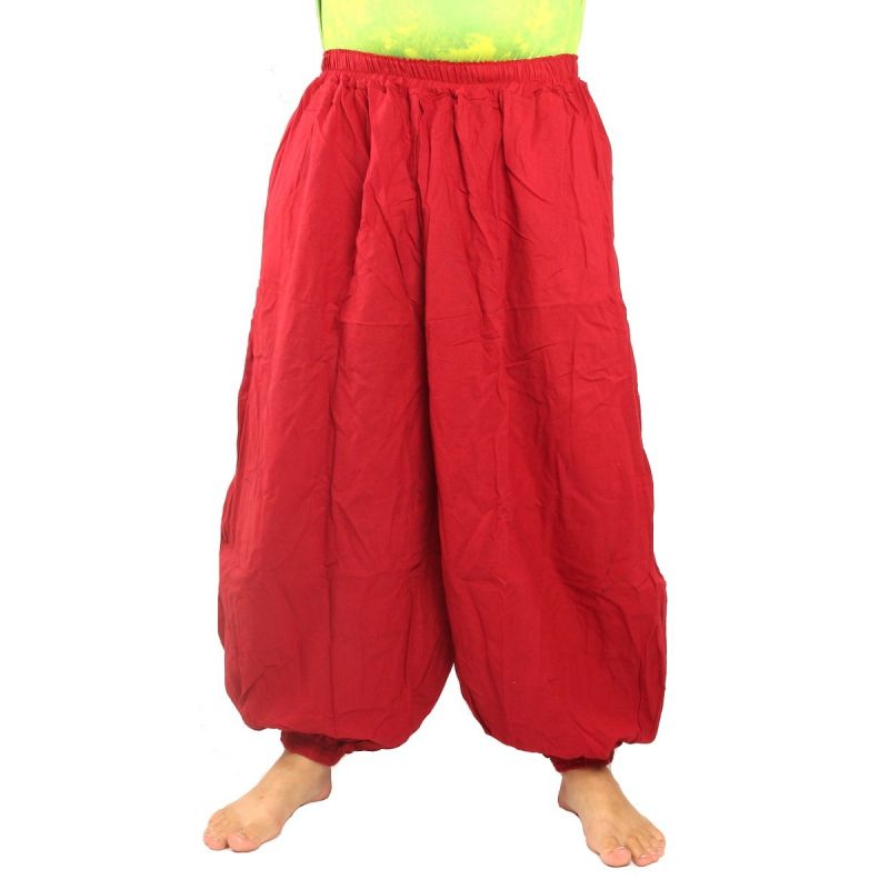 Pantalones de harén de algodón rojo