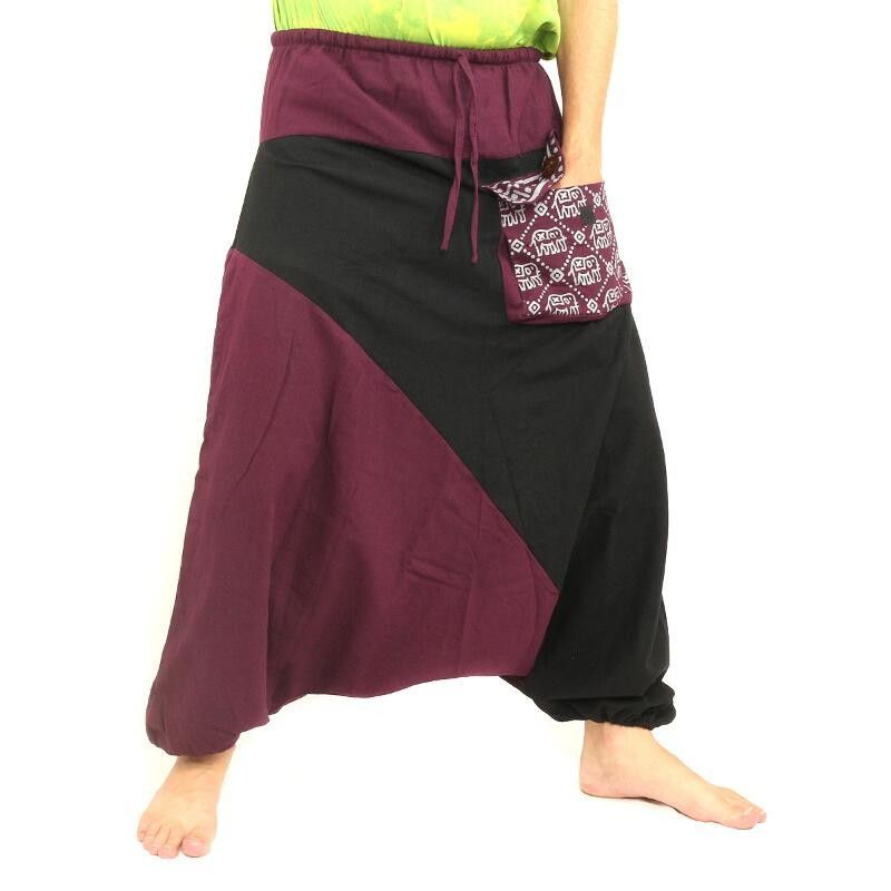 Pantalones Aladdin bicolor negro magenta algodón
