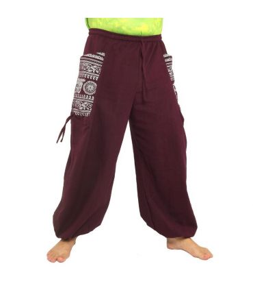 Thai Hippie Hose zum Zubinden Ethno Applikation aus schwerer Baumwolle