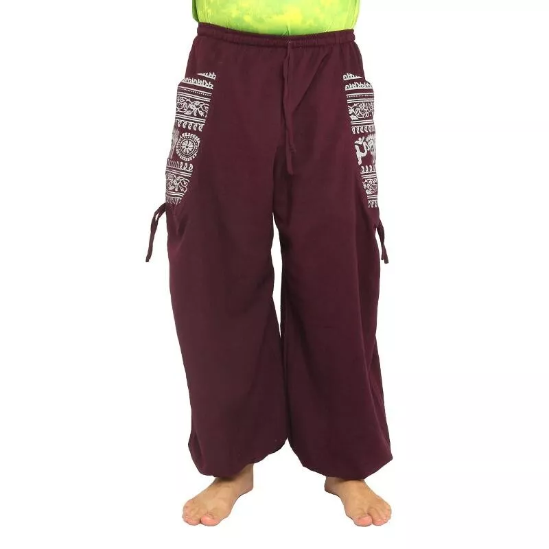 Thai Hippie Hose zum Zubinden Ethno Applikation aus schwerer Baumwolle