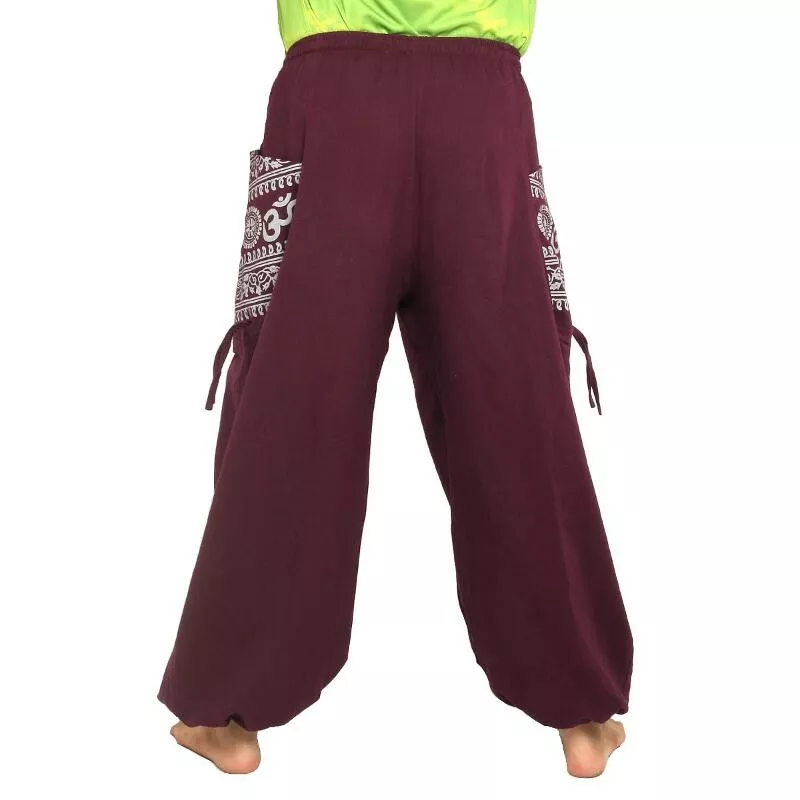 Thai Hippie Hose zum Zubinden Ethno Applikation aus schwerer Baumwolle