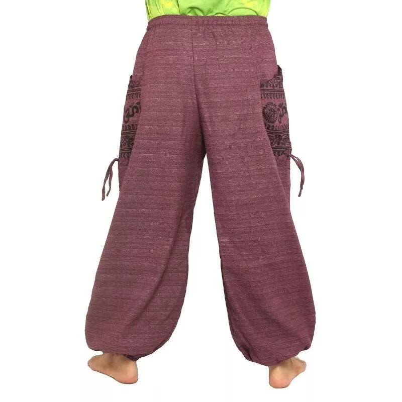 Harem pants ethno print with large side pockets purple